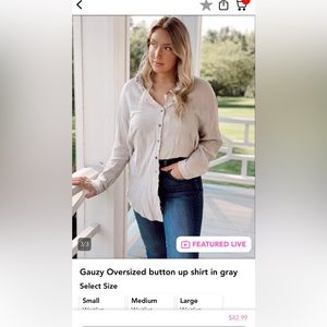 Henhouse Boutique Gauzy Oversized button up shirt in grey